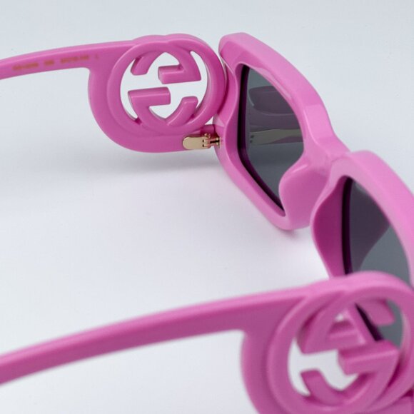Gucci GG1325S 006 BRAND NEW Sunglasses Pink Grey Rectangle Unisex - Picture 10 of 11